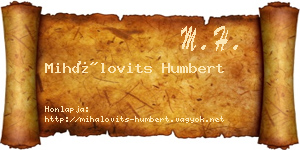 Mihálovits Humbert névjegykártya